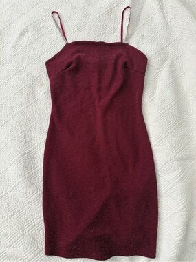 Sparkle Bodycon Slip Dress in Deep Burgundy